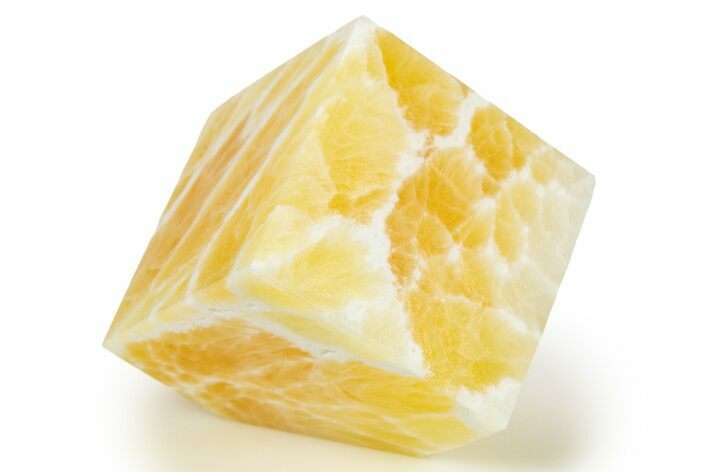 Polished Orange Honeycomb Calcite Cube - Utah #307816